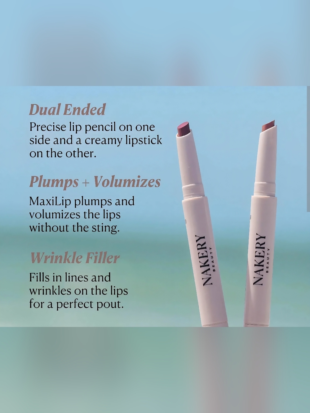 Nakery Beauty Naked Rose Dual-Ended Lipstick & Liner - LIKE NEW BOX INCLUDED
